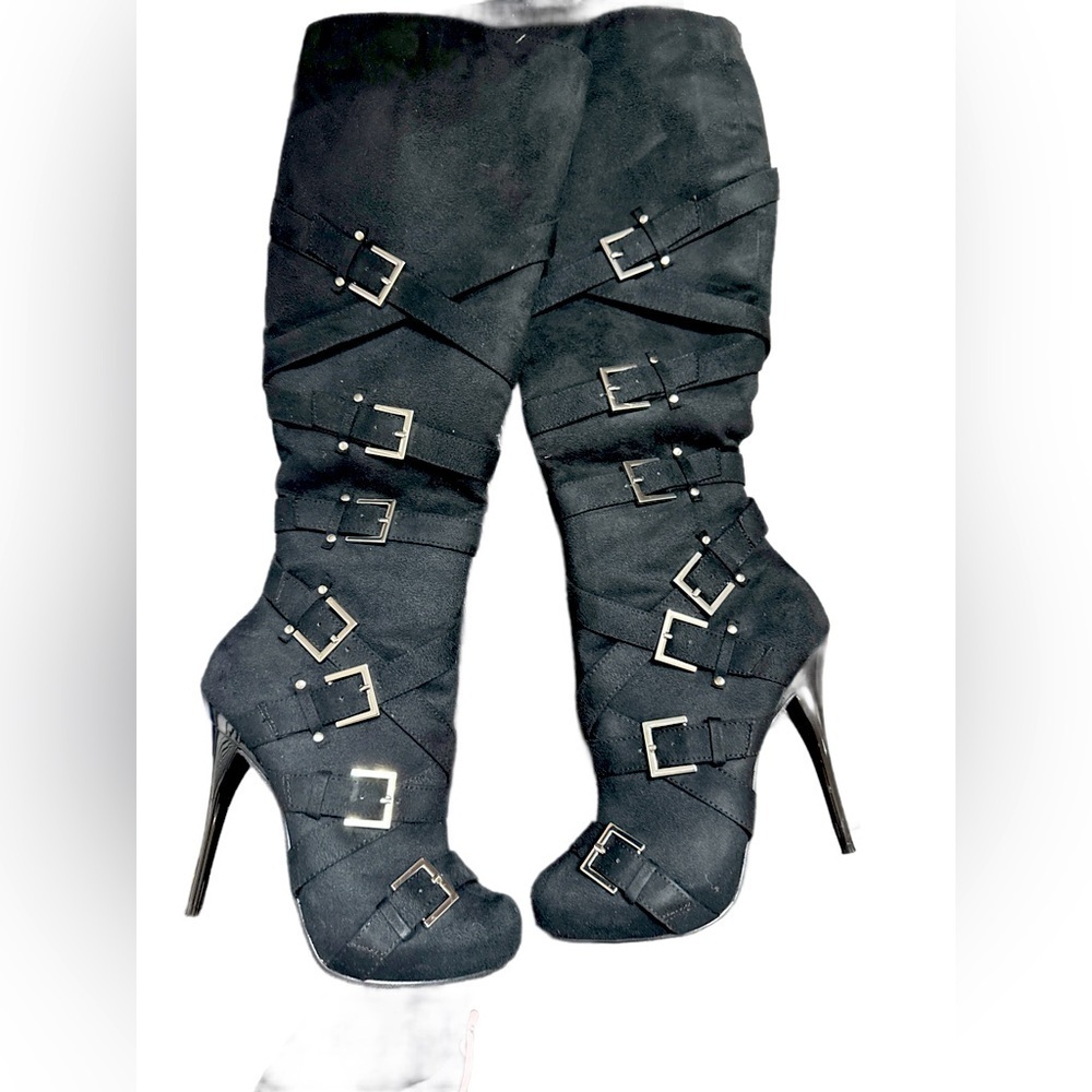Michael Antonio black Buckle High Heel Round Toe Tall Boots 
Size 7
NWT’s